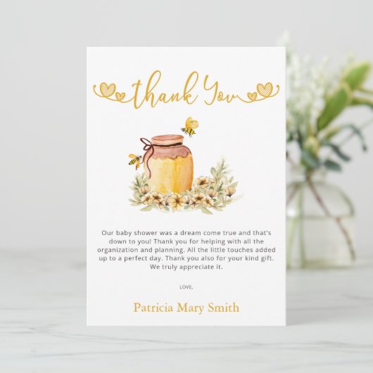 Little Sweetie is op weg naar Honeybee Baby shower Bedankkaart (Staand voorkant)