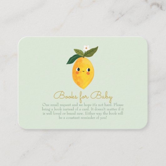 Little Sweetie Lemon Baby shower Boeken voor Baby Informatiekaartje (Voorkant)