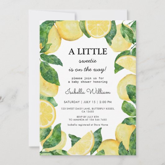 Little Sweetie Lemon Baby shower Kaart (Voorkant)