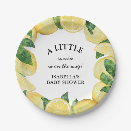 Little Sweetie Lemon Baby shower Papieren Bordje (Voorkant)
