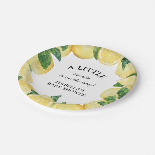 Little Sweetie Lemon Baby shower Papieren Bordje (Gekanteld)