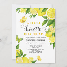 Little Sweetie Lemon Citrus Butterfly Baby shower Kaart
