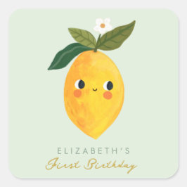 Little Sweetie Lemon eerste verjaardag Vierkante Sticker