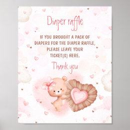 Little Sweetie Pink Baby shower Luier Raffle Sign Poster