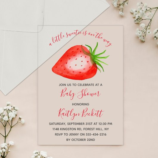 Little Sweetie Strawberry Baby shower Acryl Uitnodigingen