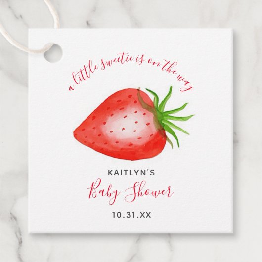 Little Sweetie Strawberry Baby shower Bedankjes Labels (Voorkant)