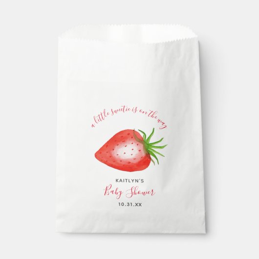 Little Sweetie Strawberry Baby shower Bedankzakje (Voorkant)
