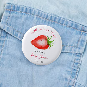 Little Sweetie Strawberry Baby shower Ronde Button 5,7 Cm