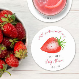 Little Sweetie Strawberry Baby shower Ronde Kartonnen Onderzetter