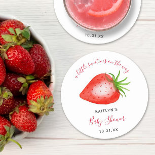 Little Sweetie Strawberry Baby shower Ronde Kartonnen Onderzetter
