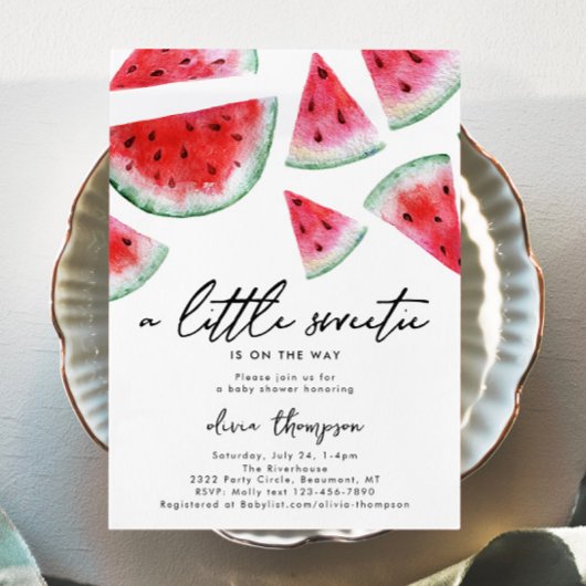 Little Sweetie Watermelon Baby shower Invitation Kaart