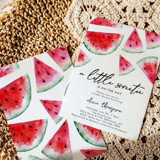 Little Sweetie Watermelon Baby shower Invitation Kaart