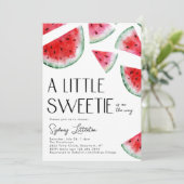 Little Sweetie Watermelon Baby shower Invitation Kaart (Staand voorkant)