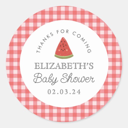 Little sweetie Watermelon Baby shower Ronde Sticker (Voorkant)