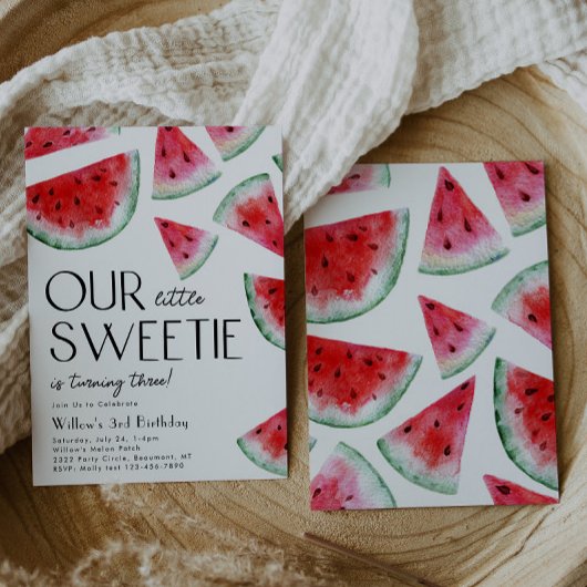 Little Sweetie Watermelon Verjaardag uitnodiging