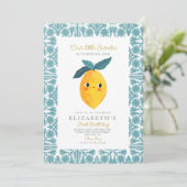 Little SweetieLemon Citrus 1e Verjaardag uitnodigi Kaart (Staand voorkant)