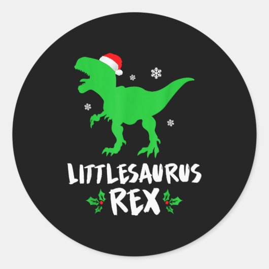 Little T Rex Matching Family Christmas Dinosaur Sh Ronde Sticker (Voorkant)