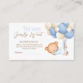 Little Teddy Balloon Baby Boy Douche Luier Raffle Informatiekaartje (Voorkant)