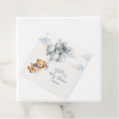 Little Teddy Bear Blue Balloons Clouds Baby Boy Bedankjes Labels (In situ)