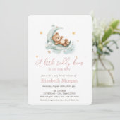 Little Teddy Bear Moon Stars Baby shower Kaart (Staand voorkant)