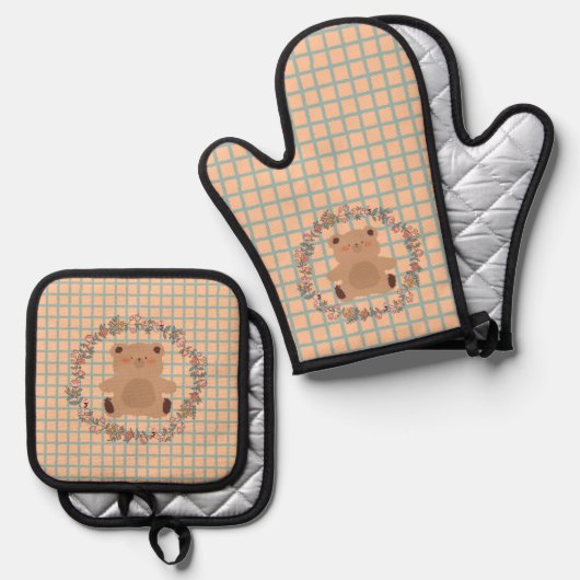 Little Teddy Bear Ovenwant & Pannenlap Set (Voorkant / Achterkant)