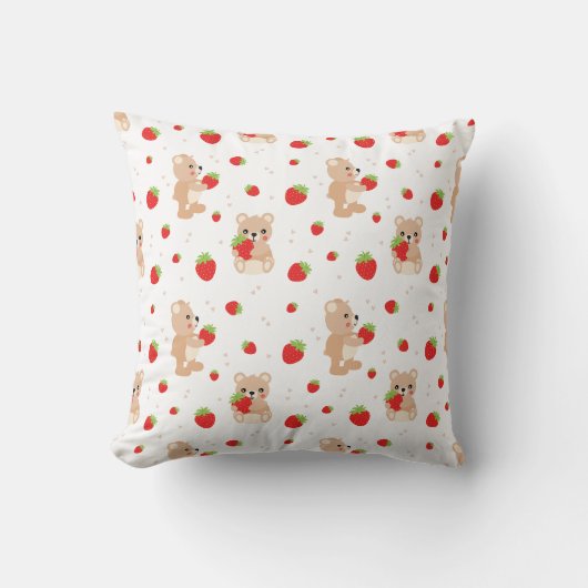 Little teddy bear with strawberry kussen (Voorkant)
