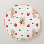 Little teddy bear with strawberry rond kussen (Achterkant)