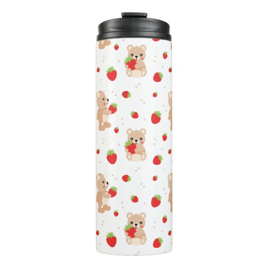 Little teddy bear with strawberry thermosbeker (Voorkant)