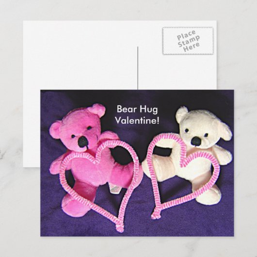 Little Teddy Bears and Hearts Valentijn Briefkaart (Voorkant / Achterkant)