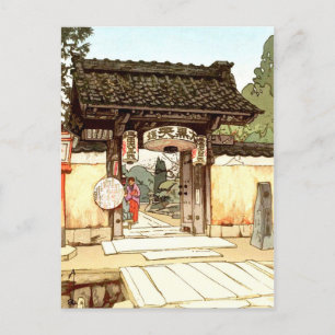 Little Temple Gate Hiroshi Yoshida shin hanga Feestdagenkaart