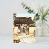 Little Temple Gate Hiroshi Yoshida shin hanga Feestdagenkaart (Staand voorkant)