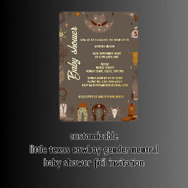 Little Texas Cowboy Genderneutraal baby shower Folie Uitnodiging