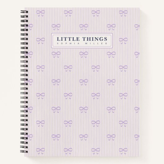 Little Things Personalized Coquette Bows Lilac Notitieboek (Voorkant)