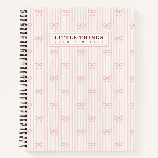 Little Things Personalized Coquette Bows Pink Notitieboek (Voorkant)