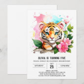 Little Tiger bewerkbare verjaardagsuitnodiging Kaart (Voorkant / Achterkant)