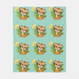  Little Tiger & Butterfly Fleece Blanket Deken