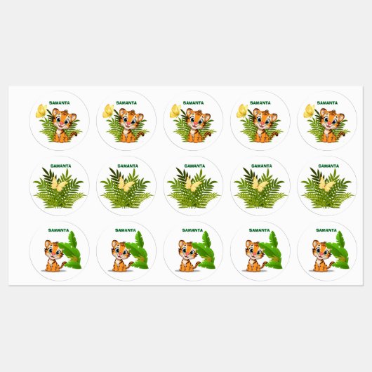 Little Tiger & Butterfly Waterdichte Labels (Vel)