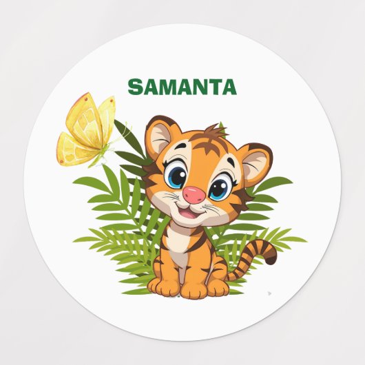 Little Tiger & Butterfly Waterproof Labels (Design 1)