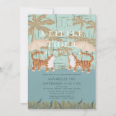 Little Tiger chinoiserie Chic Blue Baby shower Kaart (Voorkant)