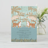 Little Tiger chinoiserie Chic Blue Baby shower Kaart (Staand voorkant)