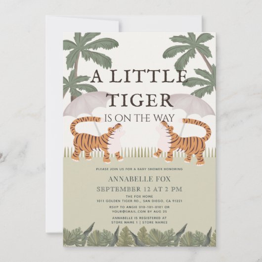 Little Tiger chinoiserie Chic Green Baby shower Kaart (Voorkant)