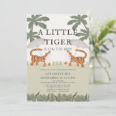 Little Tiger chinoiserie Chic Green Baby shower Kaart (Staand voorkant)