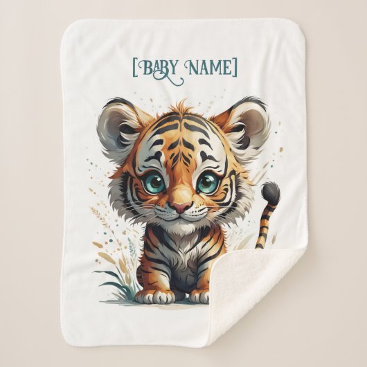 Little Tiger gepersonaliseerd Sherpa Deken (Voorkant)