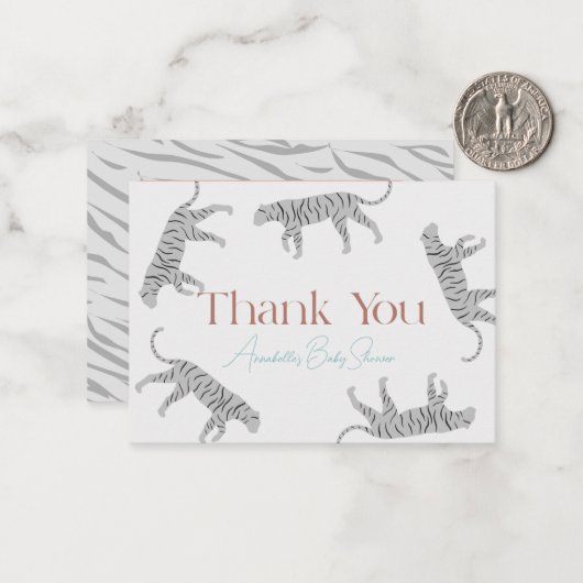 Little Tiger Grey Baby shower Bedankt Notitiekaartje (Voorkant / Achterkant in situ)