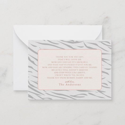 Little Tiger Grey Baby shower Bedankt Notitiekaartje (Achterkant)