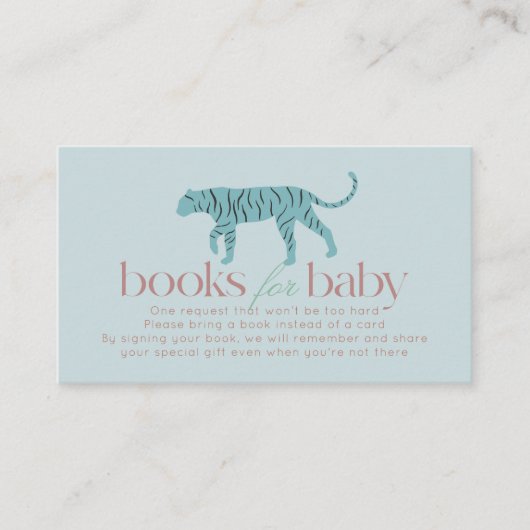 Little Tiger Modern Blue Baby shower Boek aanvrage Informatiekaartje (Voorkant)
