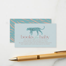 Little Tiger Modern Blue Baby shower Boek aanvrage Informatiekaartje