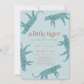Little Tiger Modern Blue Boy Baby shower Kaart (Voorkant)