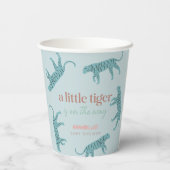 Little Tiger Modern Blue Boy Baby shower Papieren Bekers (Achterkant)