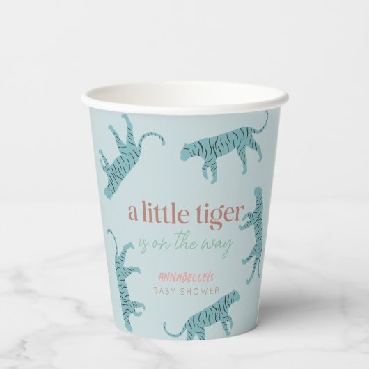 Little Tiger Modern Blue Boy Baby shower Papieren Bekers (Achterkant)